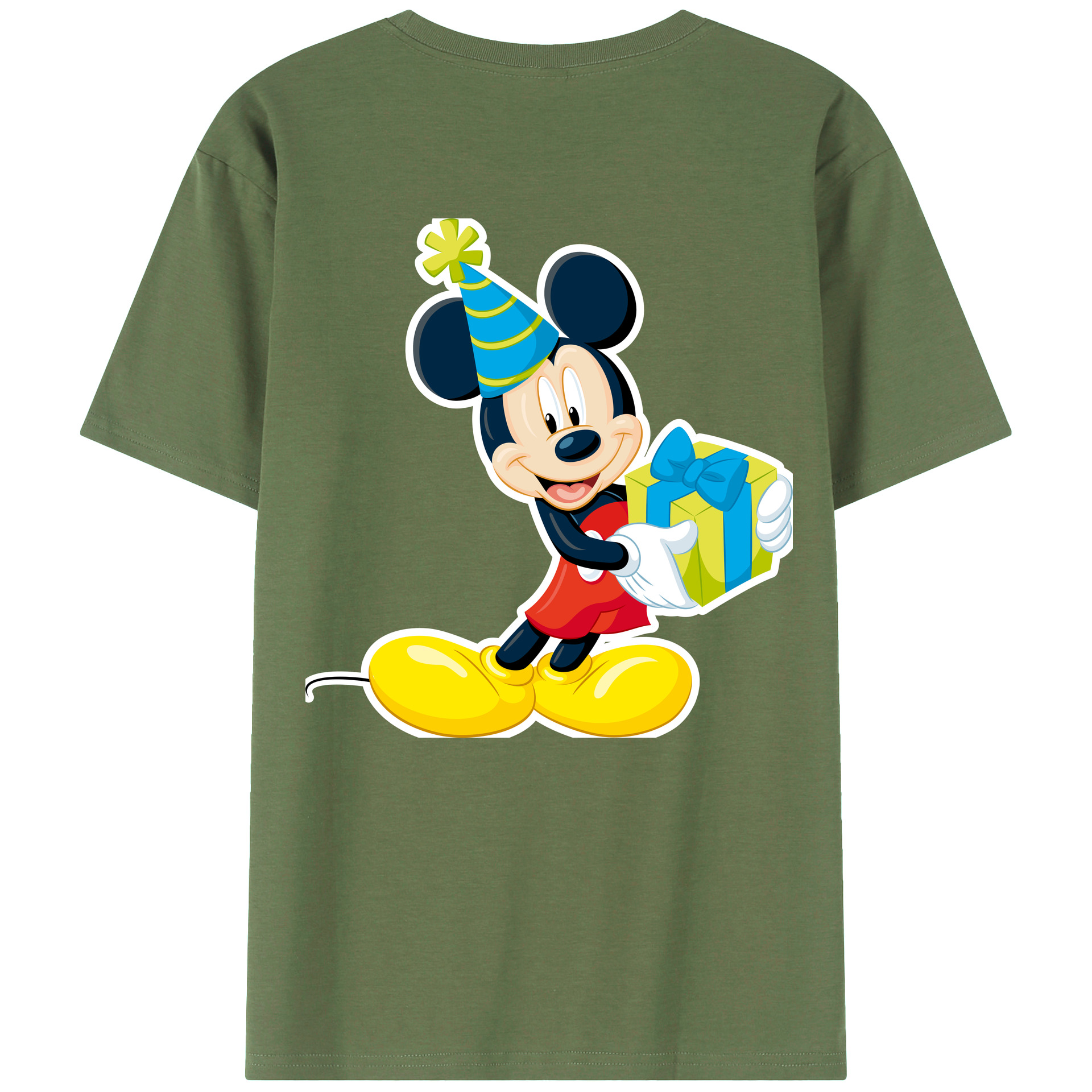 ミッキーマウス Mickey Mouse 綿100％ メンズ半袖Tシャツ（バックプリント） 通気性